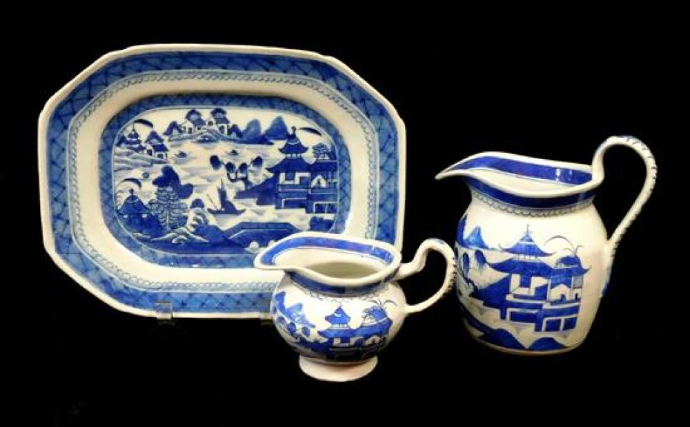 Appraisal: ASIAN Chinese Canton porcelain blue and white th C including