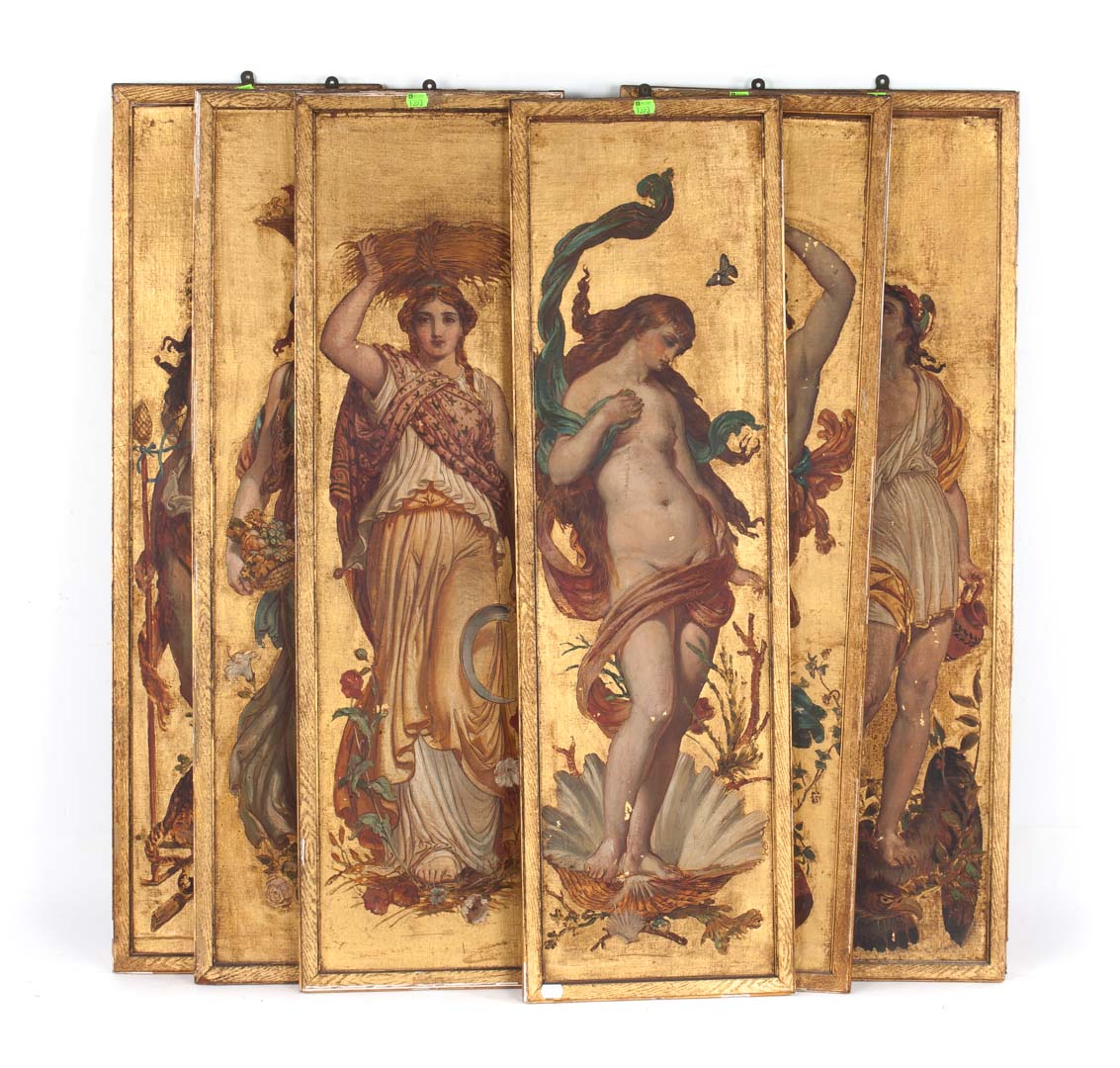 Appraisal: Six Victorian classical style painted panels second half- th century