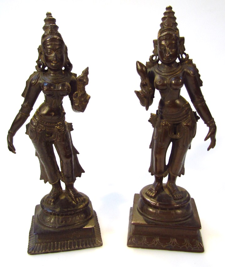 Appraisal: A near matching pair of Indian bronze figures of Parvati