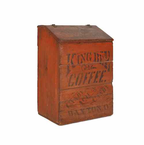 Appraisal: Dayton Ohio painted wooden coffee bin h w