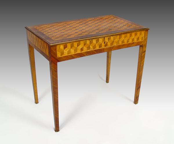 Appraisal: EARLY TH C PARQUETRY INLAY WRITING TABLE Inlay in a