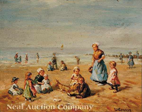 Appraisal: Willem Corsius Dutch th c Orphans by the Sea oil