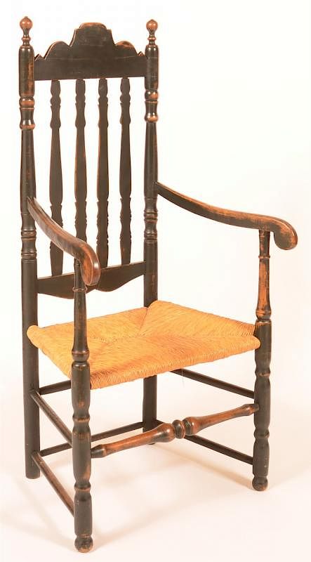 Appraisal: American th Century Banister Back Armchair American th Century Banister