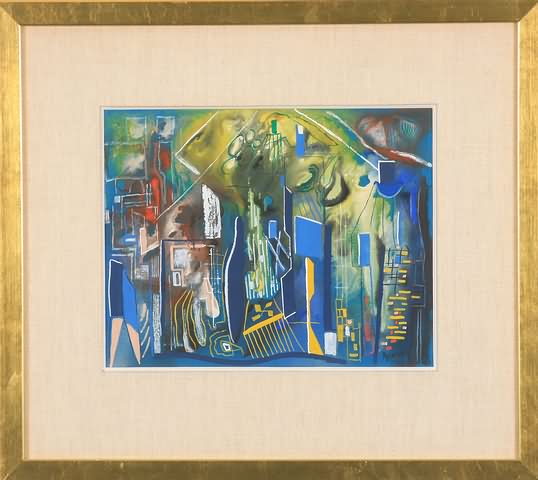 Appraisal: Modernist composition gouache x sight SLR Meierhans Artist American -