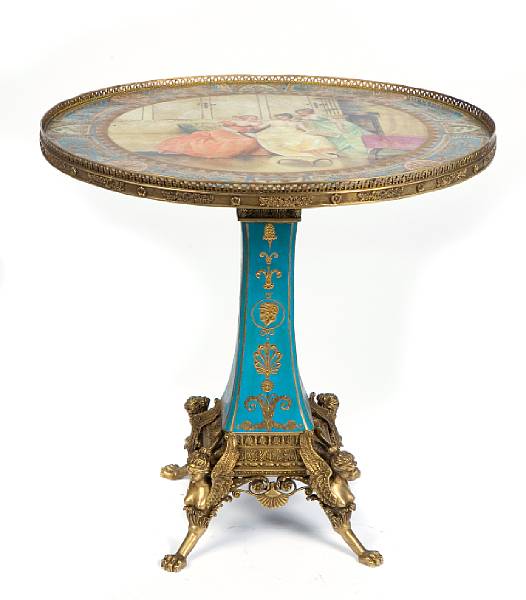 Appraisal: A Vienna style porcelain and gilt bronze mounted table height