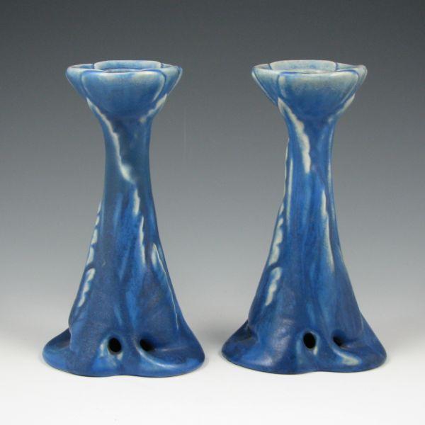 Appraisal: Rookwood candlesticks from with very unusual glaze and form Nice