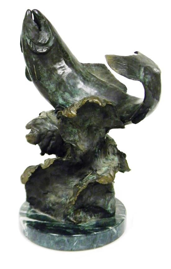 Appraisal: Kate Hiddleston Oregon th C Chinook bronze sculpture on green