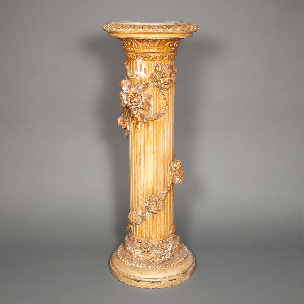 Appraisal: Louis XVI Style Painted Wood Pedestal The circular top with