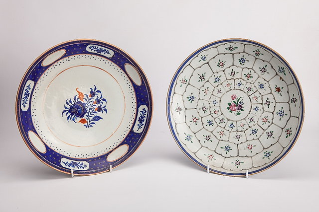 Appraisal: TWO LATE TH CENTURY CHINESE PORCELAIN SAUCER DISHES perhaps made