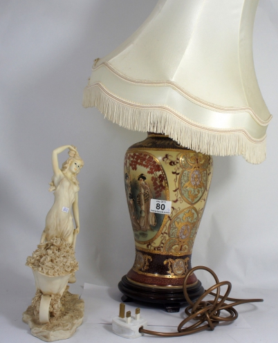 Appraisal: A large reproduction Chinese style porcelain lamp with shade and