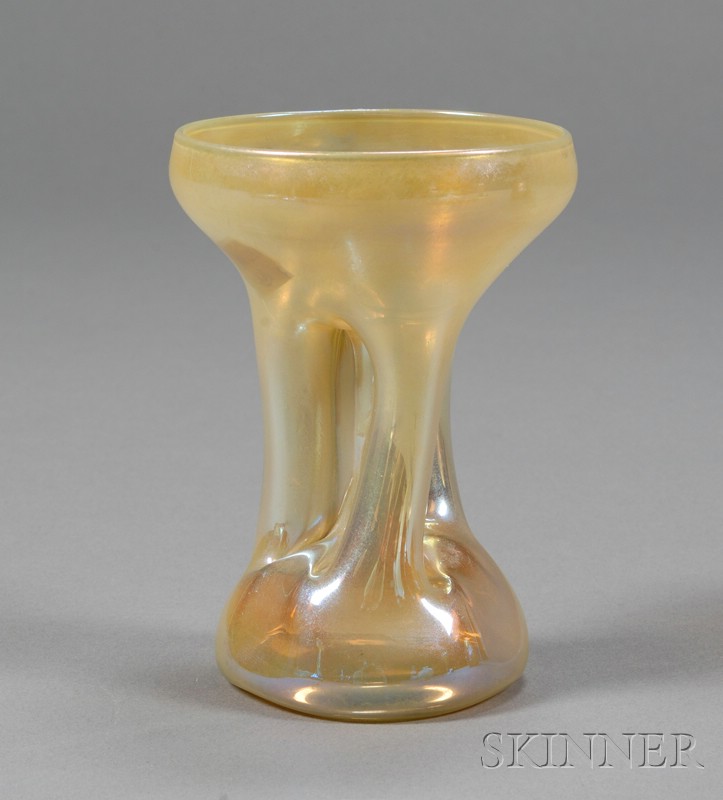 Appraisal: Champagne Glass Attributed to Tiffany Gold iridescent glass Early th