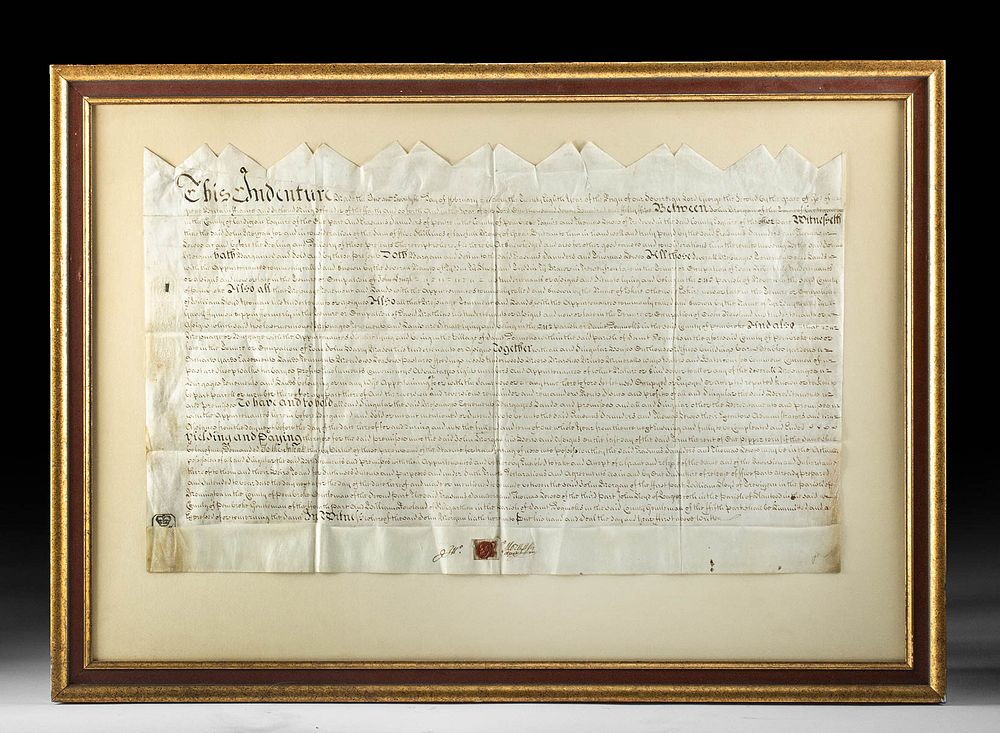 Appraisal: Welsh Vellum Indenture Document Originally Listed At Northern Europe Great