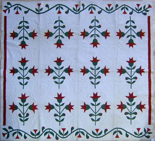 Appraisal: Pennsylvania appliqu quilt th c in the Carolina lily pattern