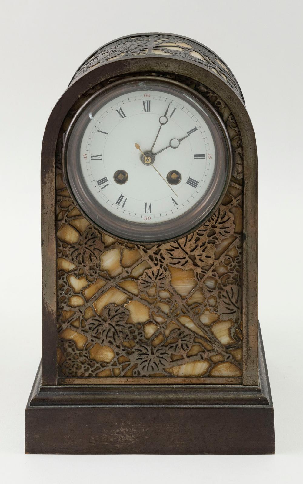 Appraisal: TIFFANY STUDIOS GRAPEVINE PATTERN MANTEL CLOCK NEW YORK EARLY TH