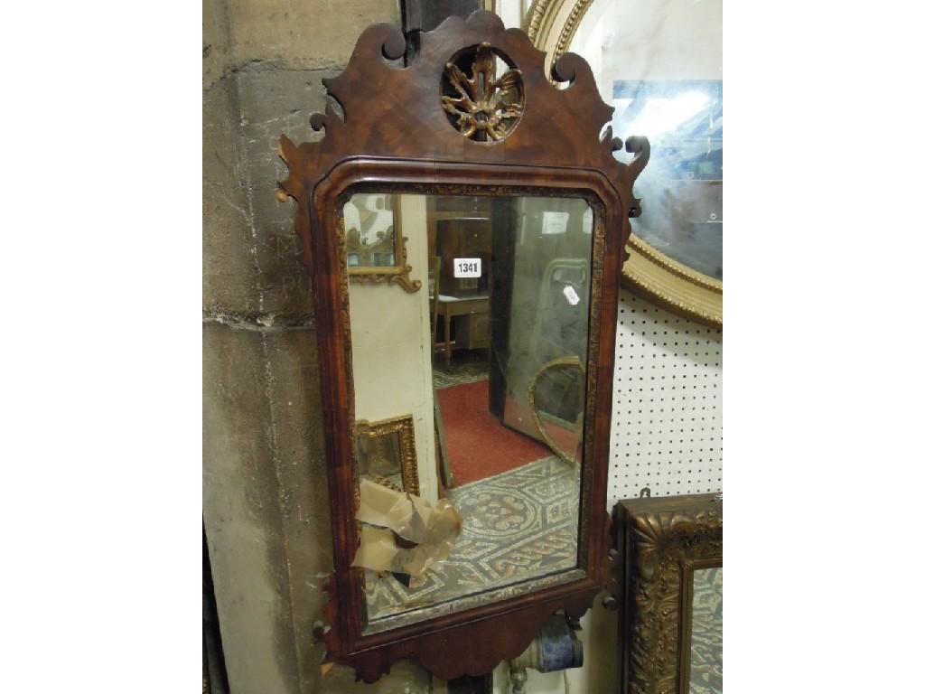 Appraisal: A Georgian mahogany wall mirror in the Chippendale style with