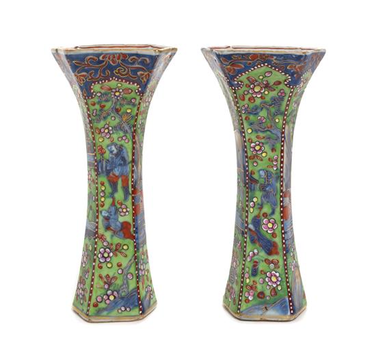 Appraisal: Sale Lot A Pair of Polychrome Enamel Vases painted to