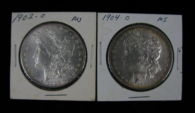 Appraisal: Two Gem BU New Orleans Morgan Silver Dollars -O and