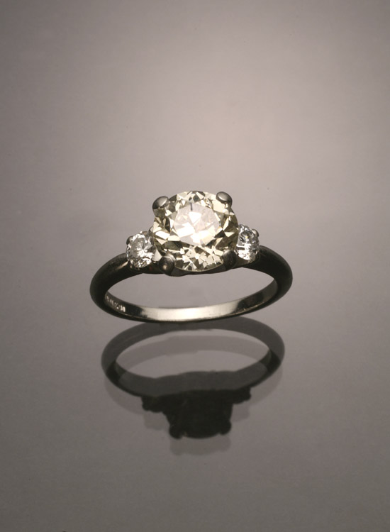 Appraisal: Platinum Solitaire Diamond Ring The four-prong Tiffany-type mount set with