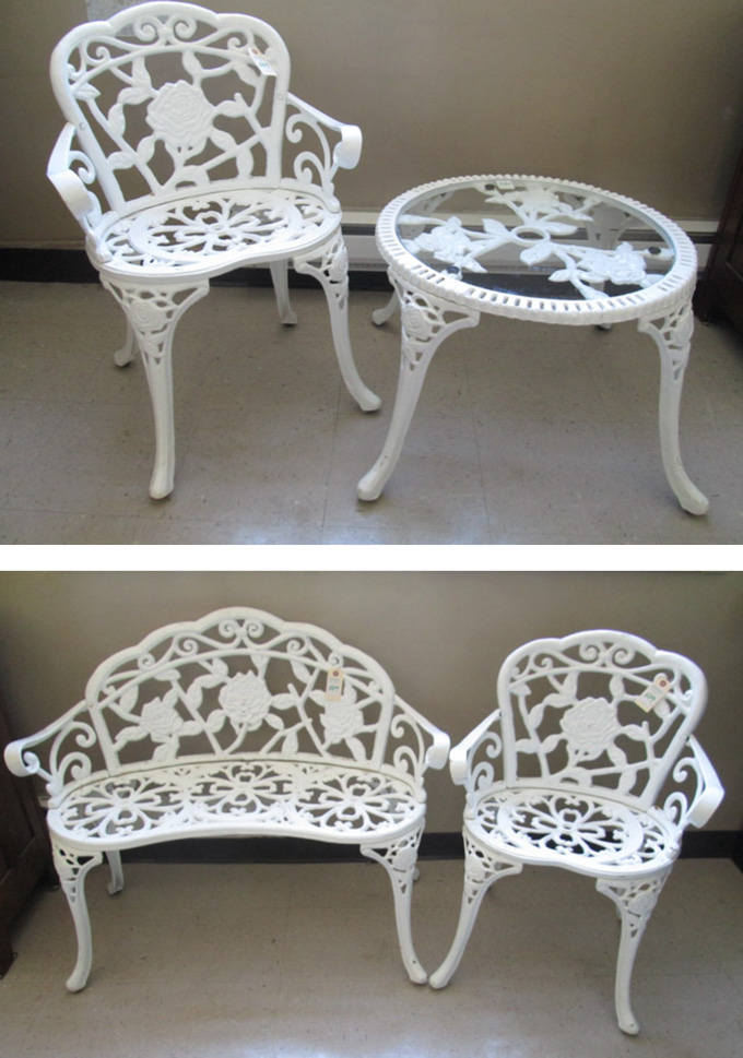 Appraisal: FOUR-PIECE VICTORIAN STYLE PATIO FURNITURE SET made in China recent