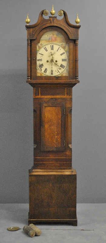 Appraisal: - English oak cased eight-day clock th c the dial