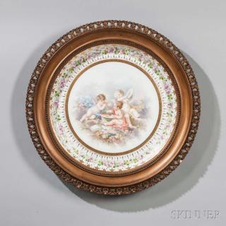 Appraisal: Framed Sevres Porcelain Charger France th century white ground with