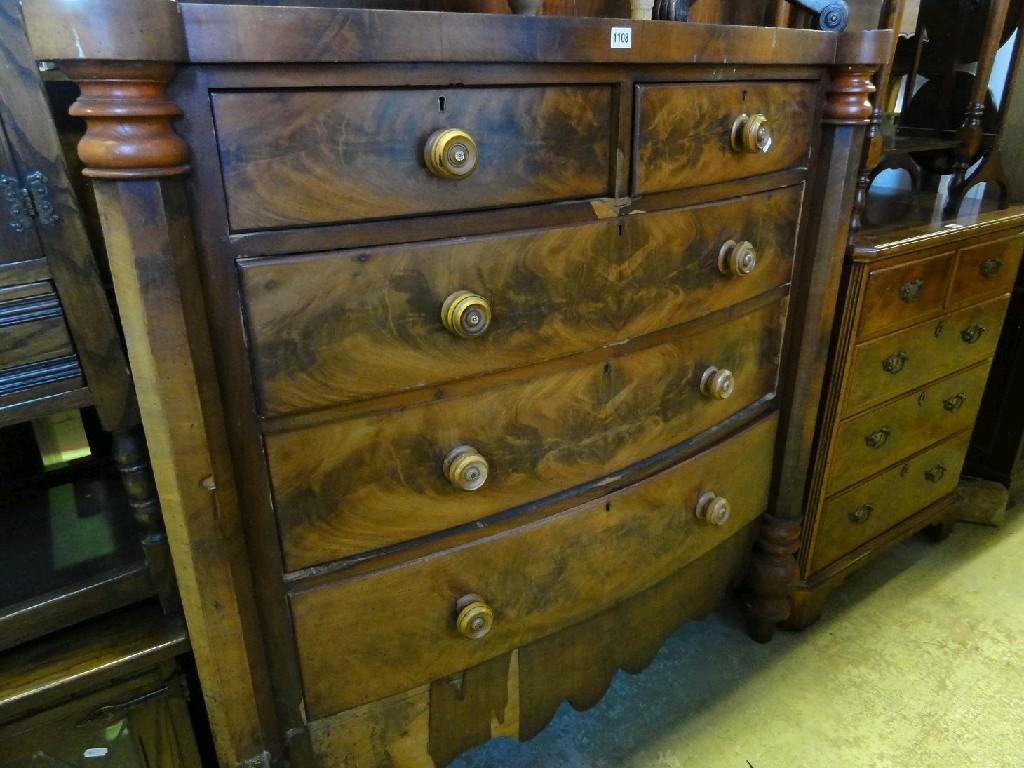 Appraisal: A Victorian mahogany bow fronted chest fitted with an arrangement