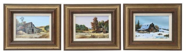 Appraisal: lot of Framed oil on canvas paintings depicting barns in