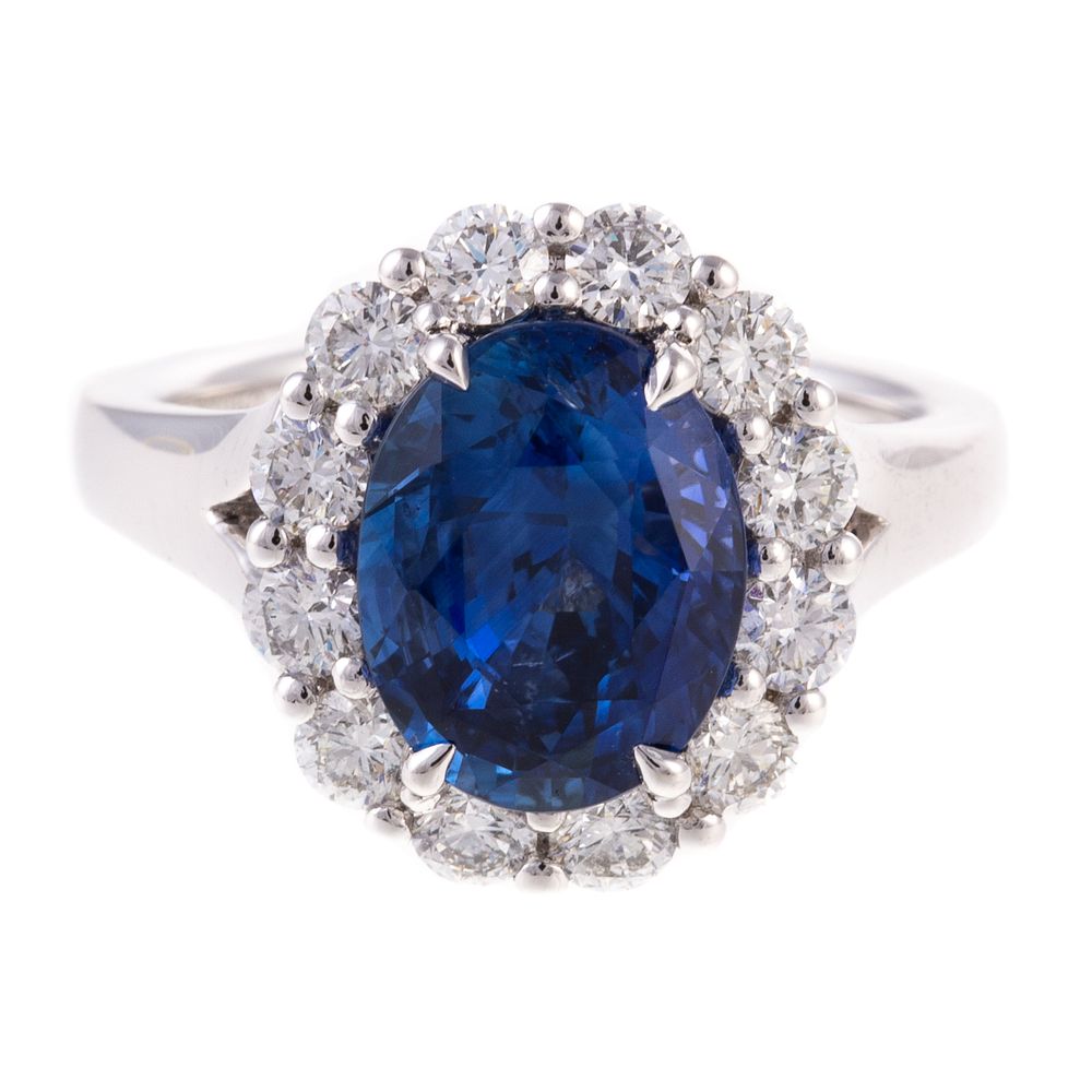 Appraisal: A ct Ceylon Sapphire Diamond Ring in Plat Platinum ring