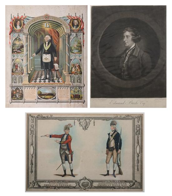 Appraisal: THREE AMERICAN HISTORICAL PRINTS PORTRAIT AND UNIFORM OF AN AMERICAN