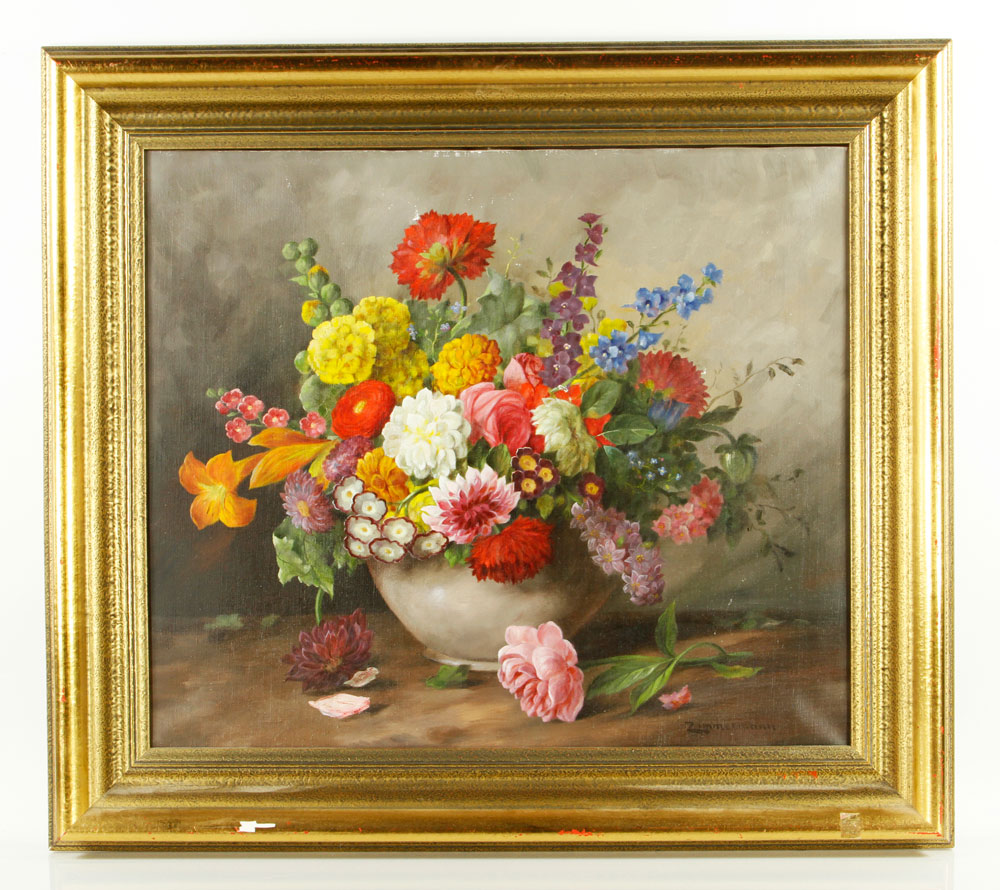 Appraisal: - Zimmerman Floral Still Life O C Zimmerman floral still