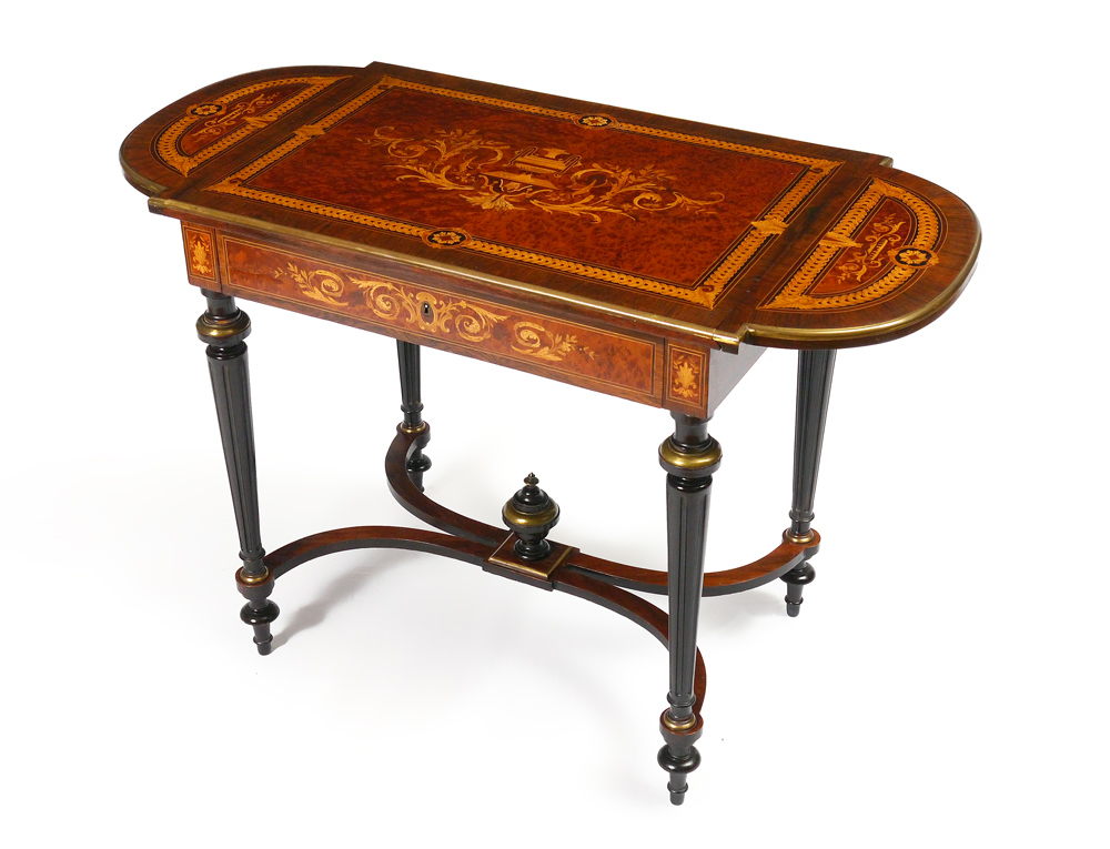 Appraisal: TH C LOUIS XVI STYLE LADIES INLAID WRITING DESK Double