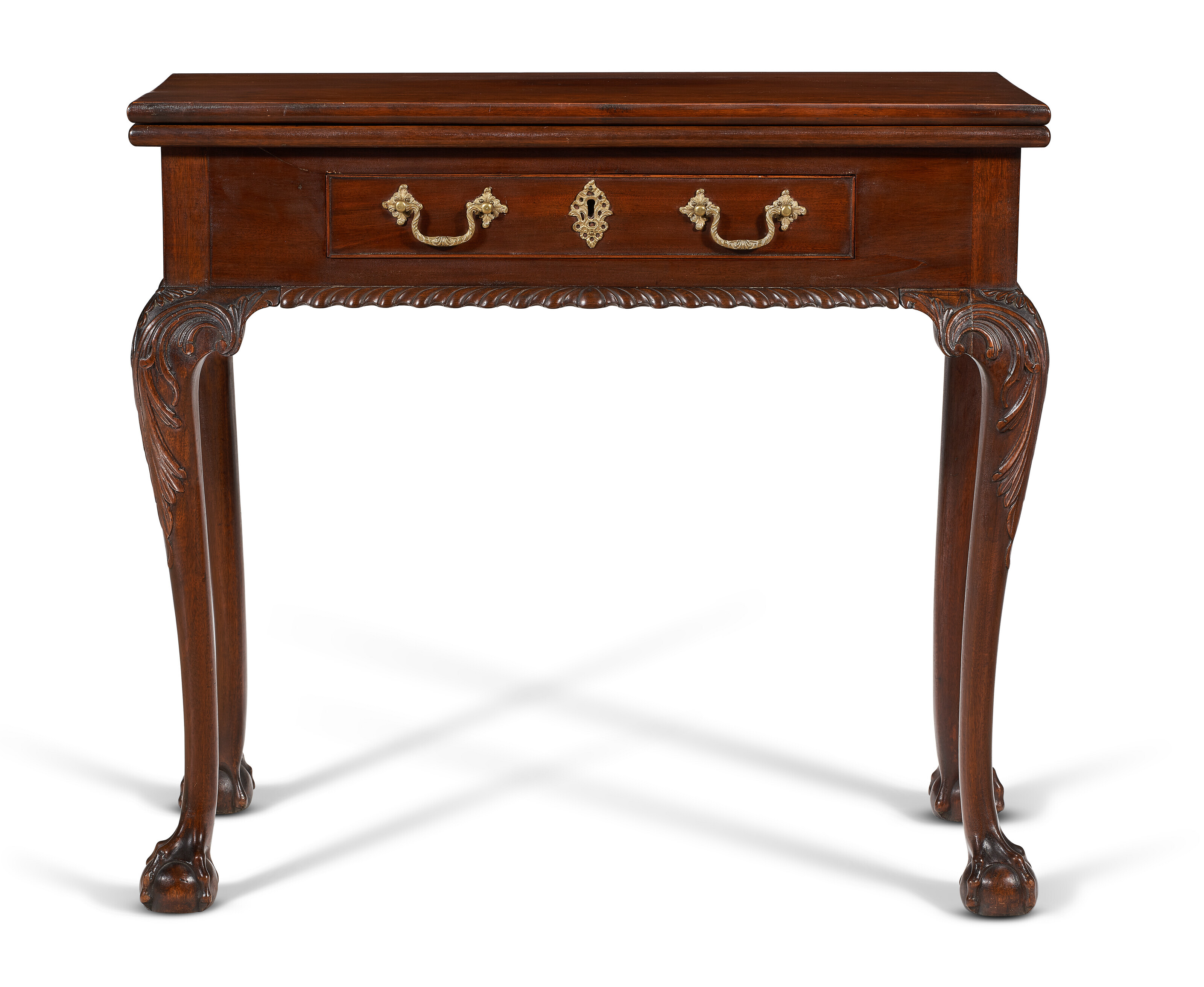 Appraisal: A CHIPPENDALE CARVED MAHOGANY CARD TABLE CASE POSSIBLY BY JONATHAN