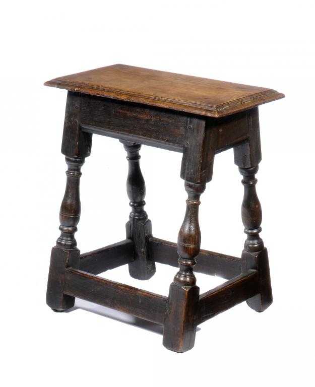 Appraisal: AN ENGLISH OAK JOINT STOOL with moulded top on baluster