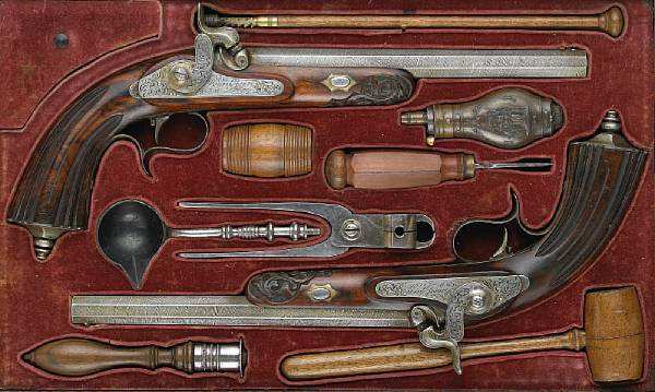 Appraisal: A cased pair of Liegoise percussion pistols by Beuret Freresmid-