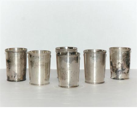 Appraisal: Set of Six Arthur Stone Sterling Silver Beakers Estimate -