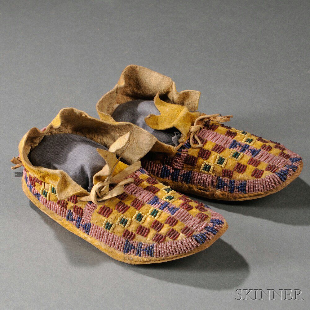 Appraisal: Cheyenne Beaded Hide Infant's Moccasins c last quarter th century