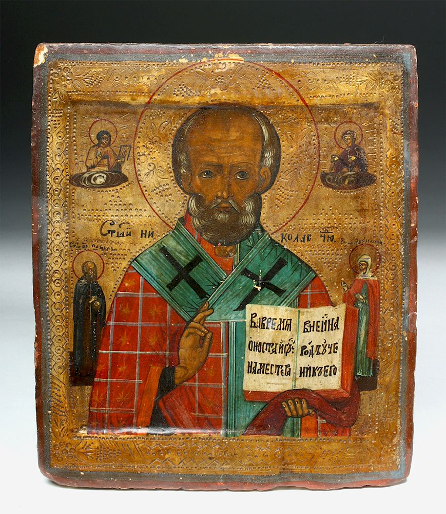 Appraisal: th C Russian Icon of Saint Nicholas Originally Listed At