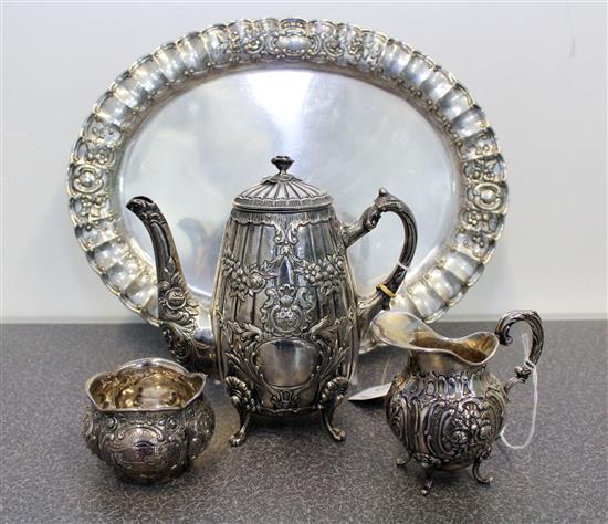 Appraisal: Sale Lot A German Silver Three Piece Tea Set first