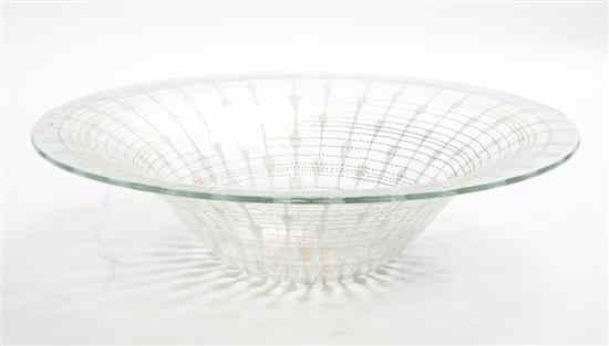 Appraisal: A Higgins Glass Center Bowl having linear gilt decoration Diameter