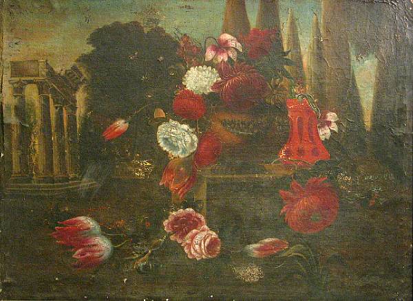 Appraisal: Dutch School th th Century A floral still life with