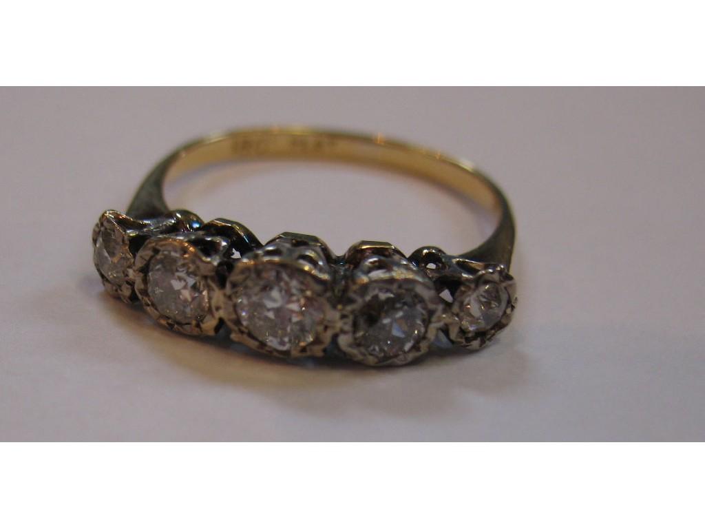 Appraisal: A FIVE STONE DIAMOND DRESS RING the five round graduated