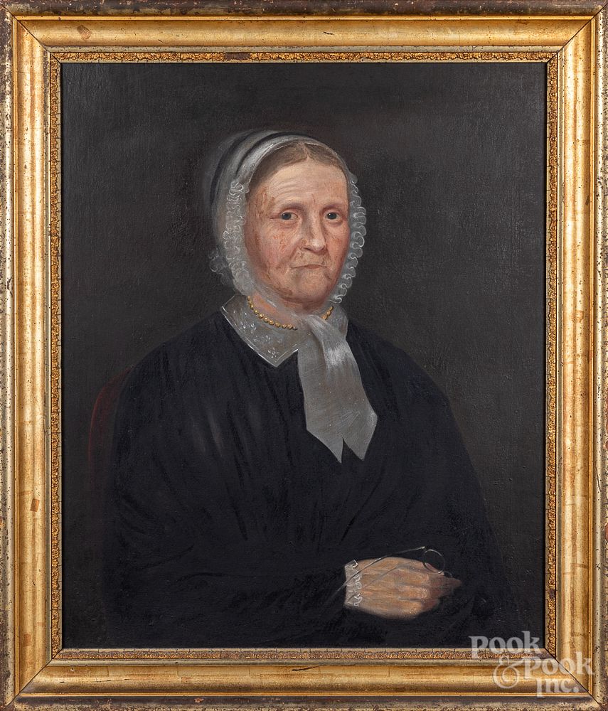 Appraisal: American oil on canvas portrait of a woman American oil