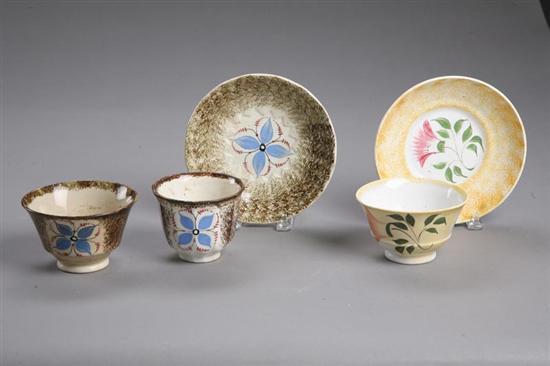 Appraisal: THREE PIECES OF SPATTERWARE English st half- th century Includes