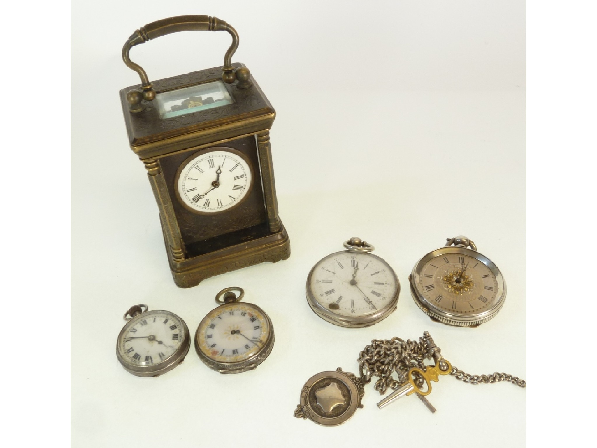 Appraisal: TWO SILVER CASED OPEN FACED POCKET WATCHES key wind movements