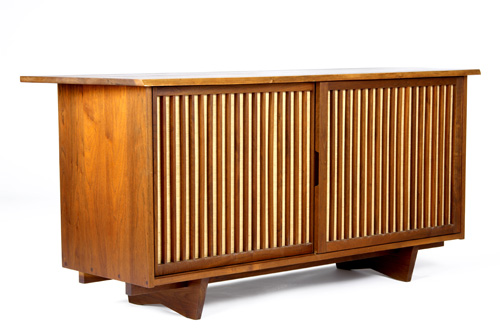 Appraisal: GEORGE NAKASHIMA Walnut eight-drawer dresser with overhanging free-edge top and