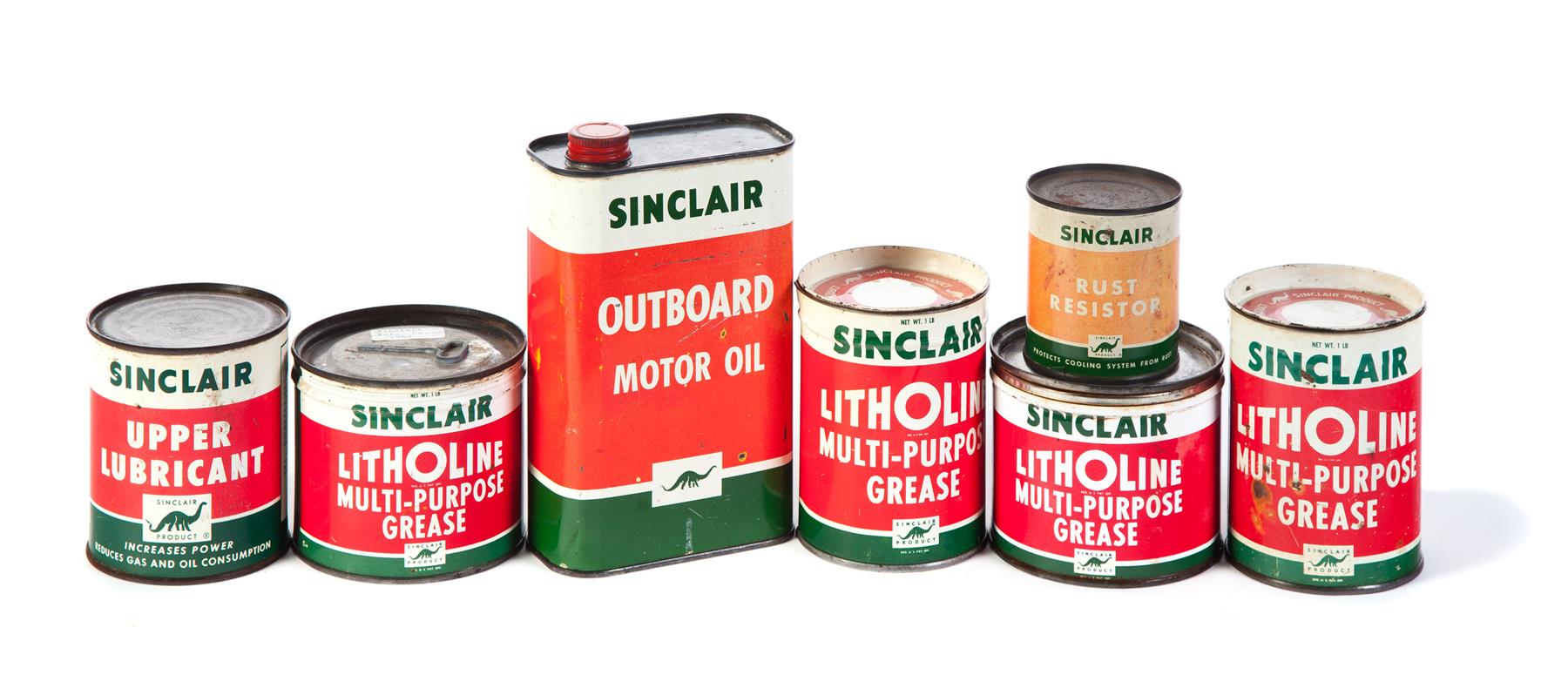 Appraisal: SEVEN SINCLAIR CANS American mid th century One flat quart