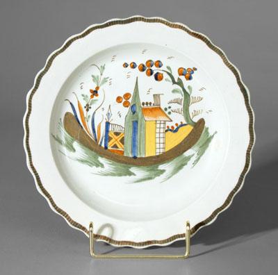 Appraisal: Pearlware plate with church church on a hillside with gate