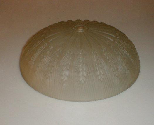 Appraisal: A frosted glass centre light bowl embossed with wheat ears