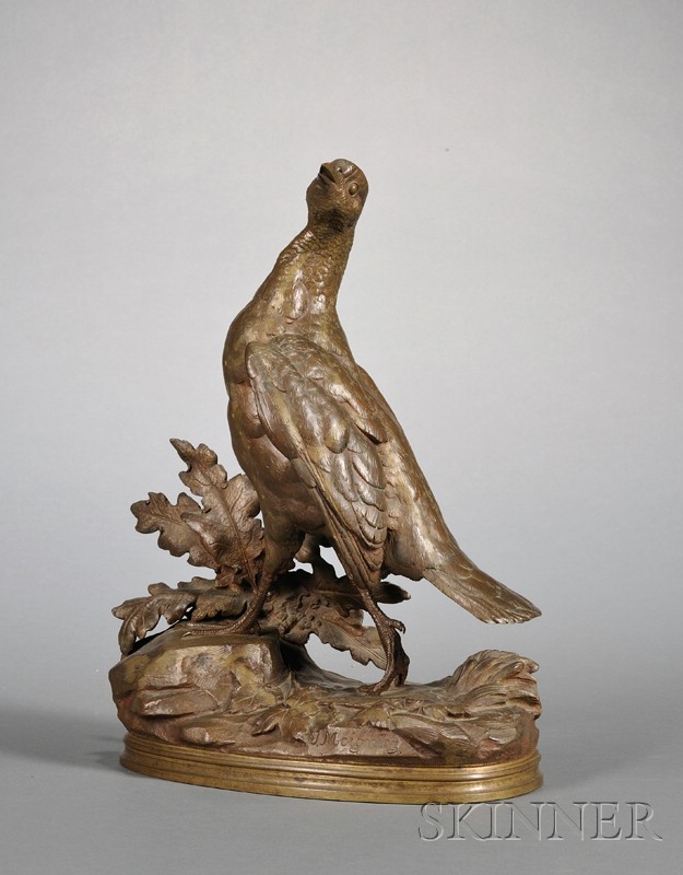 Appraisal: Jules Moigniez French - Bronze Figure of a Pheasant the