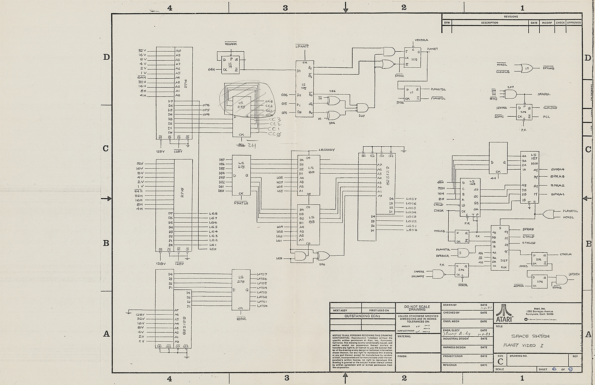 Appraisal: Complete set of nine prototype schematics for Space Station a